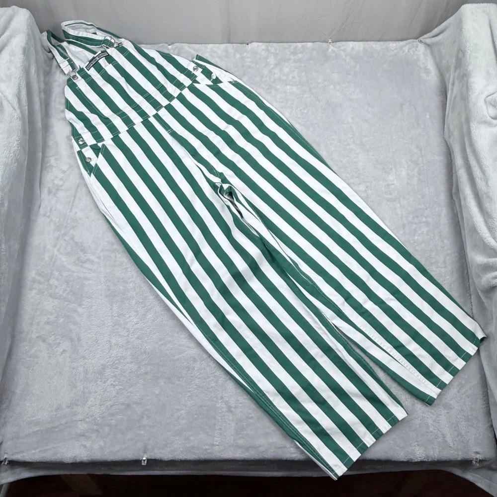 Game Bibs Overall Shorts Mens Large Green White Striped Game Day Spirit Wear